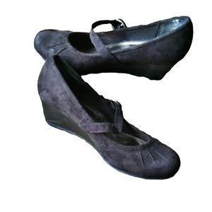 George Faux Suede Wedge Mary Jane Shoes 7.5